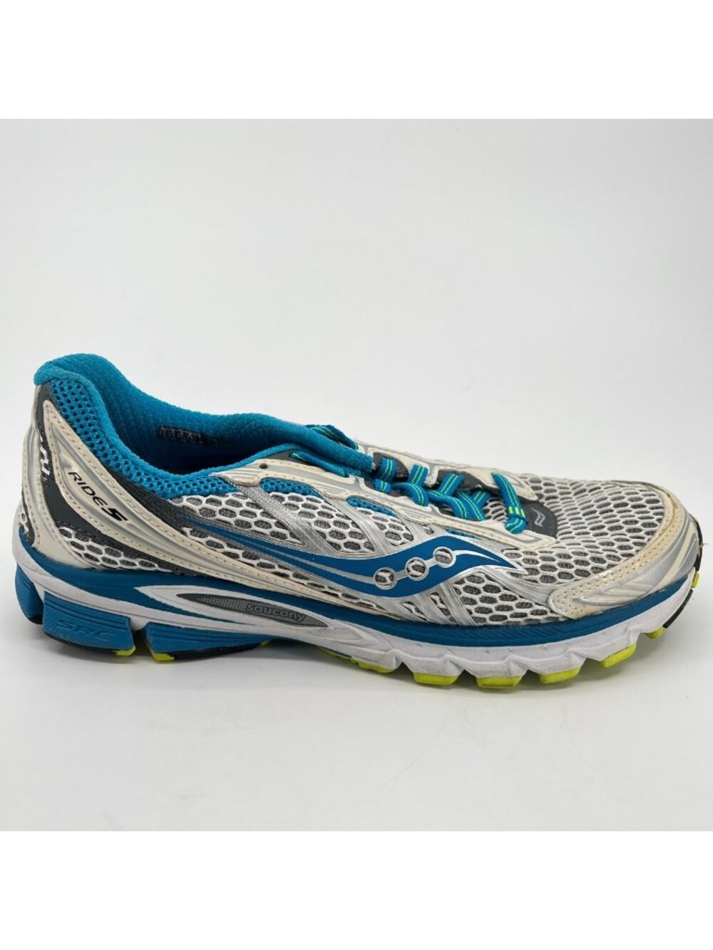 Saucony ProGrid Ride 5 Womens Size 8.5 White Silver Blue Running Shoes Sneakers
